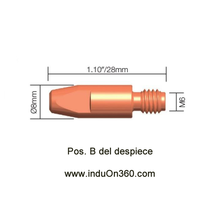 Punta de contacto 0,8mm. M6 Cu Para Antorcha MIG PRO 240/250/360/240W