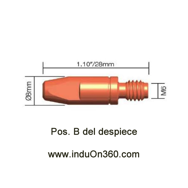 Punta de contacto 1,6mm. M6 CuCrZr Para Antorcha MIG PRO 240/250/360/240W