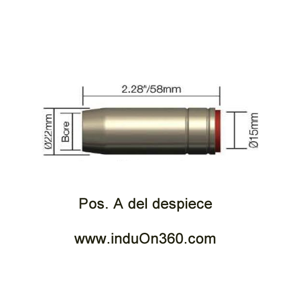 Tobera Boquilla Cilindrica Antorcha MIG PRO 250A aire. Tipo BZL SB