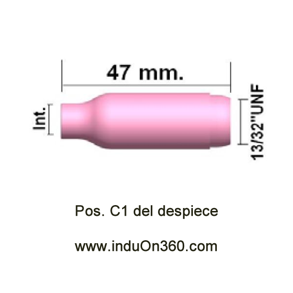 Boquilla cerámica standard nº 8. Diámetro 13mm. Antorcha TIG PRO 17/18/26