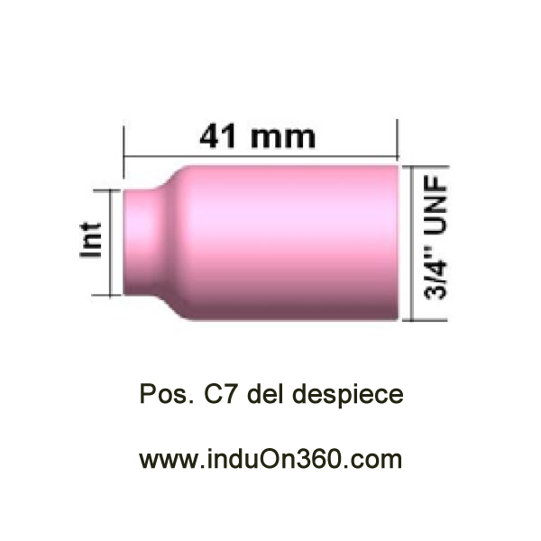 Boquilla cerámica Gas Lens standard N 5 Diam.int.8 mm. Antorcha TIG PRO 17/18/26