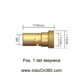 Porta Tubos 25,0 mm M8 para Antorcha MIG PRO 400W/500W agua